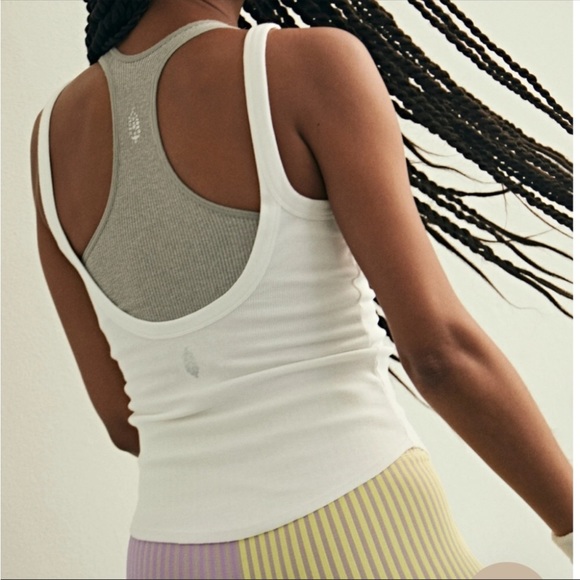 Free People Step One Ribbed Tank In Painted White. Sz M - Picture 3 of 9